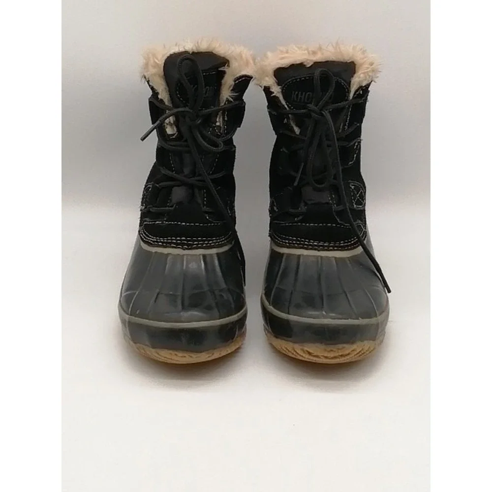 Khombu Boots Womens Blaire Black 9 Winter Shoe Steel Shank Suede Sherpa Lining